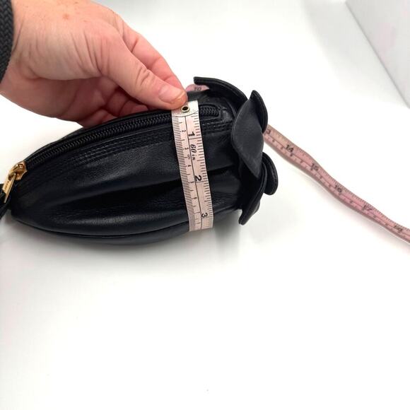 Loewe Anagram Flower Leather Black Wristlet Bag Charm Zipper Closure - Picture 6 of 11